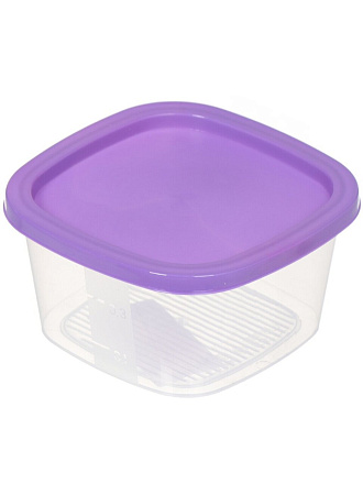 Контейнер пищевой пластик, 0.5 л, 12х12х6 см, в ассортименте, квадратный, Мультипласт, MPG5965