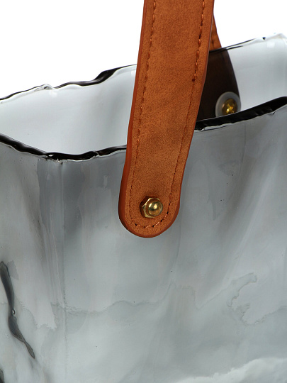 Ваза стекло, настольная, 18х11х19 см, Сумочка, сер, ручка экокожа, Y4-11052