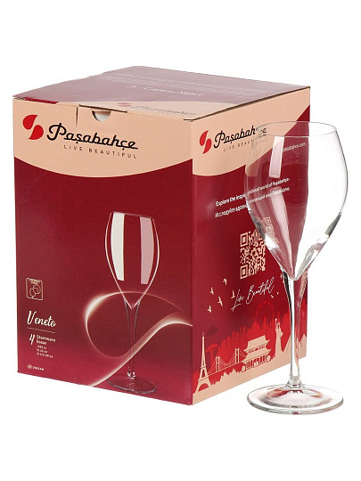 Бокал для вина, 445 мл, стекло, 4 шт, Pasabahce, Veneto, 440388B4