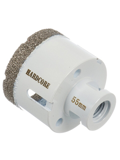 Коронка алмазная, по керамограниту, Hardcore, М14, диаметр 55 мм, для УШМ, 155055