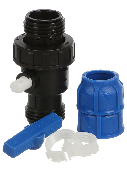 ПНД кран 40х40 мм, шаровой, цанга - цанга, Valfex