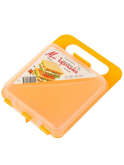 Контейнер пищевой пластик, 18х14х4 см, прямоугольный, ланч-бокс, Тартинка, Милих, 06345
