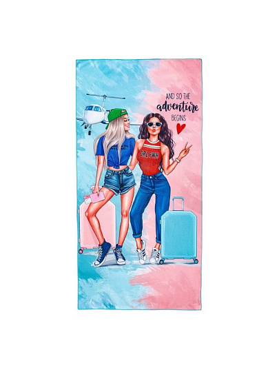 Полотенце пляжное 70х140 см, 100% полиэстер, в сумке, Этель, Приключение, Китай, 4794206