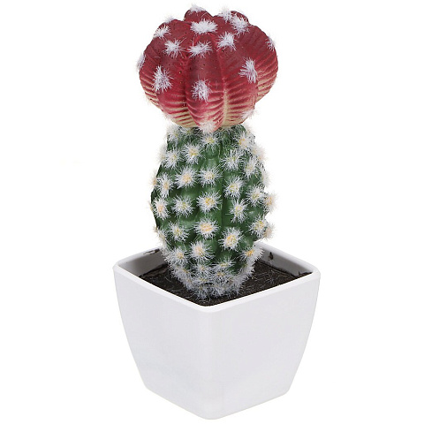 Цветок искусственный декоративный Кактус цветущий, в горшке, 28х8х7 см, в ассортименте, Y4-3489