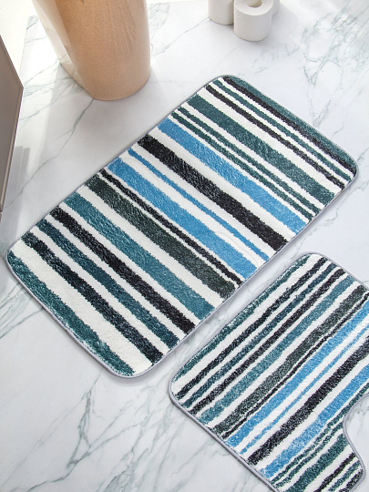 Коврик для ванной и туалета, 0.5х0.8 м, микрофиб, полосатый, Y4-9947