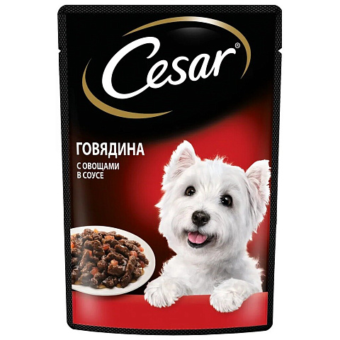 Корм для животных Cesar, 85 г, для собак, кусочки в соусе, говядина с овощами, F5872