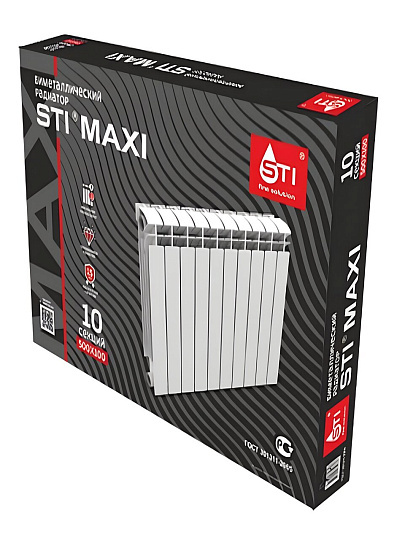 Радиатор биметалл, 500х100 мм, STI, Maxi, 10 секций