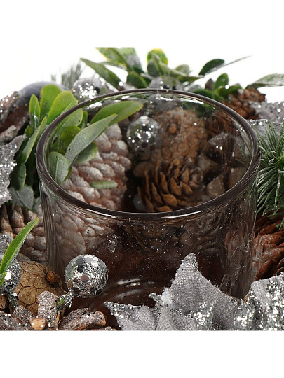 Подсвечник 1 свеча 24 см, с пуансеттией, SYSGZSA- 4623101