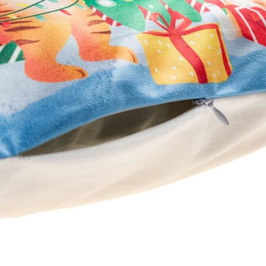 Наволочка декоративная Этель, Тигрята у елки, велюр, 100% полиэстер, 40 х 40 см, 5751318