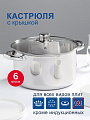 Кастрюля нержавеющая сталь, 6 л, крышка стекло, DNN3, SD-A17-24