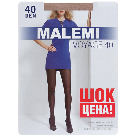 Колготки Malemi, Voyage, 40 DEN, р. 2, daino/загар, с шортиками и прозрачным мыском