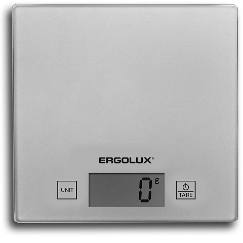 Весы кухонные до 5 кг, серые металлик, 150*150 мм, Ergolux ELX-SK01-С03