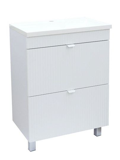 Тумба Toppus, Goffre Plisse 60, 60 см, 2 ящика, под умывальник Art 60, белый soft touch, 9711.028