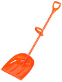Лопата для снега поликарбонат, черенок алюминиевый, 141х45х11 см, оранжевая, D-рукоятка, ручка силы, Компакт