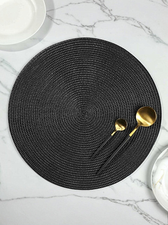 Салфетка для стола полимер, 38х38 см, круглая, графит, Y6-2543