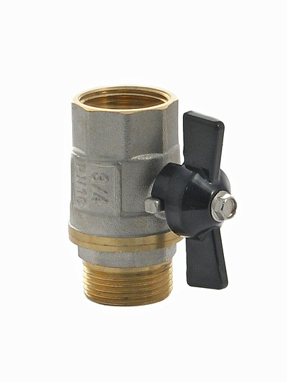 Кран для воды, 3/4", г-ш, ручка-бабочка, черный, Frap