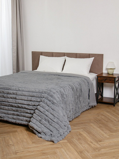 Покрывало евро, 240х260см, 100%пэ, верх ткань 460гр, вниз ткань 200гр, Silvano, Кролик, граф