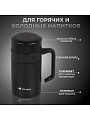 Термокружка нержавеющая сталь, пластик, 0.4 л, Daniks, колба нержавеющая сталь, черная ручка, черная, XYG-003-black - фото 10