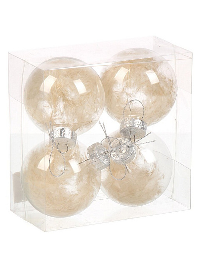 Набор шаров Эко коллекция, 4 шт, бежевый, 8 см, F010017