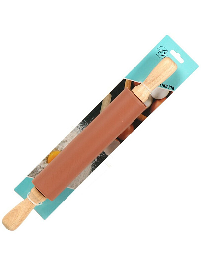 Скалка дерево, силикон, 43х5 см, Y4-9571