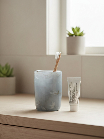 Стакан для зубных щеток Гранит сер, полистоун, 7.5x7.5x10.6 см, BRE0974AA-TB