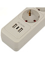 Сетевой фильтр 5 гнезд, 5 м, ПВС, 3х1 мм², с заземлением, 16 А, +2USB +TYPE C, 3.5 кВт, серый, Jett, 171-505 - фото 3