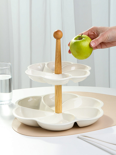 Ваза для фруктов, 2 яруса, керамика, 30.5, 28 см, Y4-6271