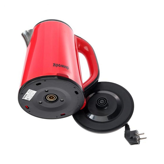 Чайник электрический Яромир, красный, 1.8 л, 1500 Вт, скрытый нагревательный элемент, пластик