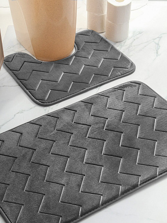 Набор ковриков для ванной, 2 шт, серый, Y4-9940, узор ромб