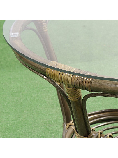 Стол садовый ротанг, Мальдивы, 55х55х56 см, круглый, столешница стеклянная, к набору AI-1808002