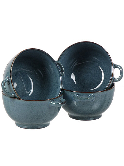 Бульонница керамика, 4 шт, 650 мл, металлическая подставка, Океан, ТМ Глория, 202431