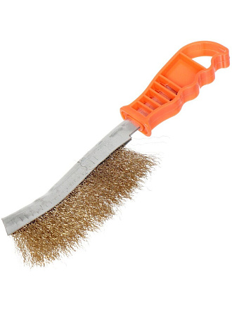 Щетка по металлу 1-рядная, медь, рукоятка пластик, в ассортименте, Jober, 280101
