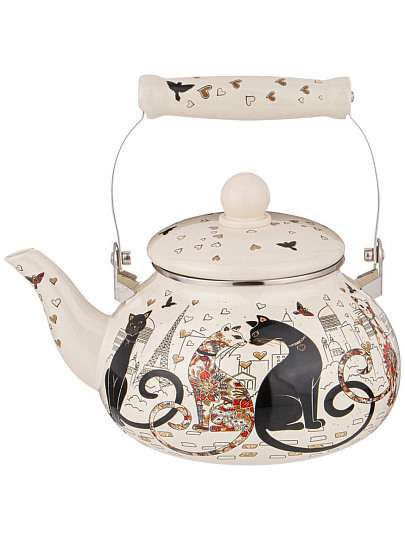 Чайник Agness эмалированный, 2,5л, серия "Парижские коты", 934-391