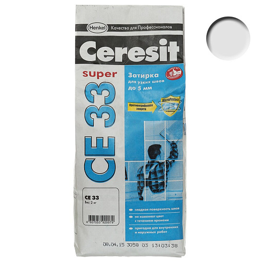 Затирка для швов Ceresit, СЕ33, 2 кг, белая, 790885