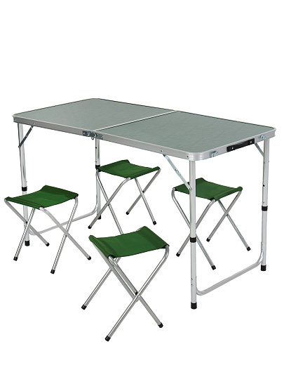 Стол складной металл, прямоугольный, 120х60х70 см, C010202, 4 стула
