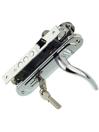 Замок врезной Trodos, 61/106 3RB CP, 202082, ручка в комплекте, цилиндровый, хром