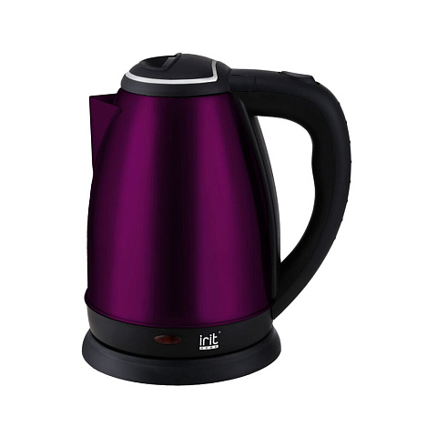 Чайник электрический Irit, IR-1342, фиолетовый, 2 л, 1500 Вт, скрытый нагревательный элемент, металл