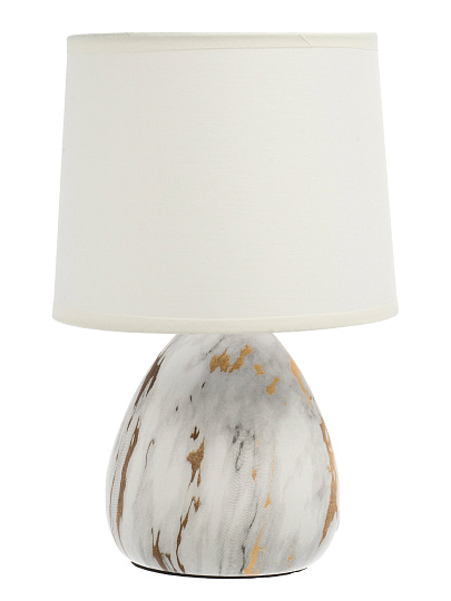 Светильник настольный E14, 40 Вт, белый с золотым, абажур белый, Rivoli, Damaris, D7037-501, керамика