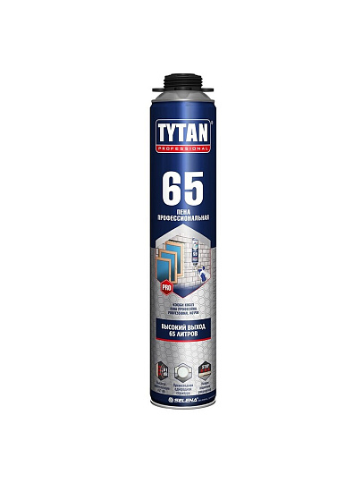 Пена монтажная Tytan, 65, профессиональная, 65 л, 750 мл, летняя, 16951