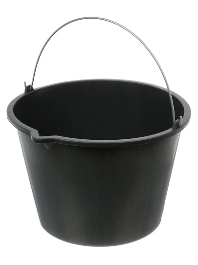 Ведро пластик, 16 л, черное, строительное, со сливом, антиударное, вс16а