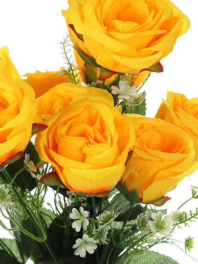 Цветок искусственный декоративный пасхальный, Роза с травкой, 12 головок, 55 см, в ассортименте, FB110