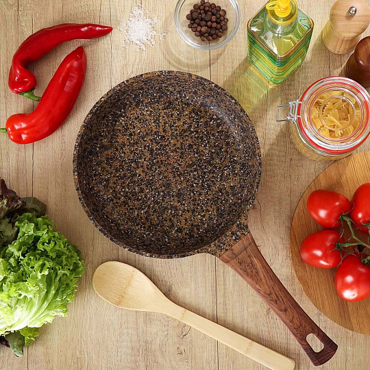 Сковорода алюминий, 24 см, антипригарное покрытие, Гурман, Granite Gold, ручка под дерево, ГМ2401 ГГ