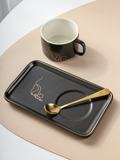 Чайная пара керамика, 3 предмета, на 1 персону, 150 мл, Котики, B010419, в ассортименте