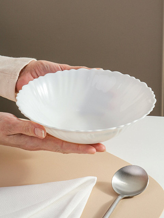 Салатник стеклокерамика, круглый, 19х6 см, 0.7 л, Белый, Daniks, LHDW 75, белый