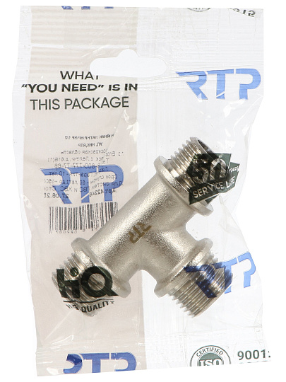 Тройник 1/2", ш-ш-ш, никель, индивидуальная упаковка, РосТурПласт