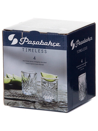 Стопка стекло, 62 мл, 4 шт, Pasabahce, Таймлесс, 52780B
