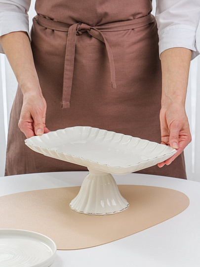 Ваза для фруктов, фарфор, на ножке, 30.5 см, ТМ Глория, Bonjart, Золотая линия, 202491