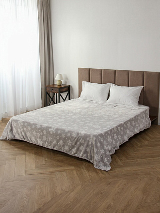 Плед евро, 200х220 см, велсофт жаккард, 100% полиэстер, Silvano, Снежинки, серый, A120030