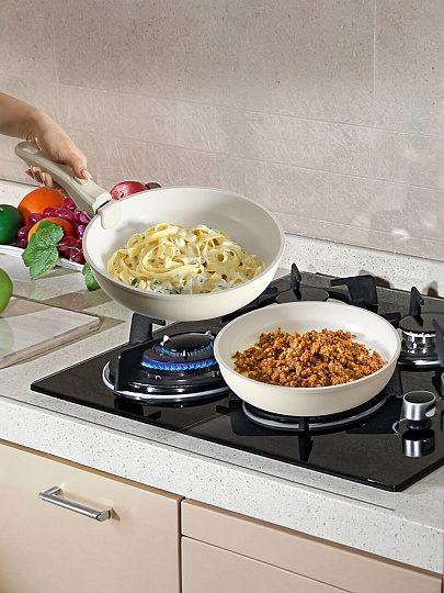 Набор посуды алюминий, антипригарное покрытие, 9 предметов, индукция, Daniks, GS-11078-9PC-beige