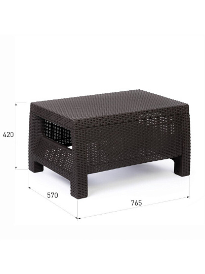 Стол пластик, Альтернатива, Ротанг-плюс, 76.5х57х42 см, прямоугольный, пластиковая столешница, мокко, М8841